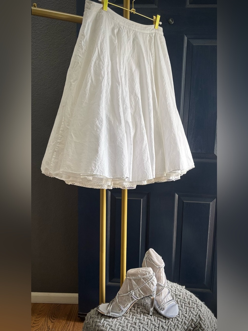 🐩 ODILLE Anthropologie Full Petticoat Midi Skirt 100% cotton, eyelet lace - Picture 12 of 15